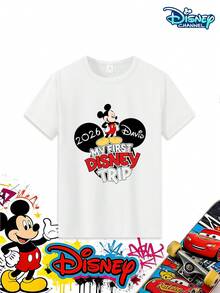 The 2026 New Boys' Disney Mickey Mouse "My First Disney Trip" Themed Short-Sleeved T-Shirt Is A Must-Have For Kids' Theme Park Getaways And Family Outings. It's Perfect For A Variety Of Occasions Including Disney World Visits, Birthday Parties, School Days, Weekend Trips, Beach Days, Park Walks, Playdate Gatherings, And Family Photo Shoots. Featuring An Exclusive "My First Disney Trip 2026" Commemorative Logo And The Classic Mickey Mouse Cartoon Graphic, It's Sure To Catch The Eye. This Signature Piece For The 2026 Disney Travel Season Fulfills Parents' Desire To Create Unique Travel Memories For Their Little Ones. It's Also Ideal For Casual Moments Like School Days, After-School Activities, And Holiday Parties, Making It A Standout Piece For Sharing Your Child's Theme Park Check-In Photos And Social Media Snaps. - trắng - Xem 3