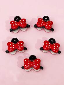 2/4/6pcs Set Red Polka Dot Bow Clip Bangs Hairpin, Cute Duck Clip Suitable For Daily, Festival, Party, Date, Outing - Multicolor - View 4