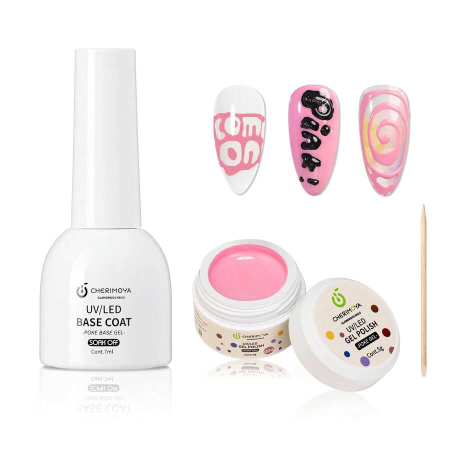 Kit Gel Poking Para Uñas Acrílicas Base Gel Poke CHERIMOYA