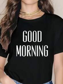Good Morning Funny Quote T-Shirt - Casual Short Sleeve T-Shirt For Style And Comfort - Black - View 6