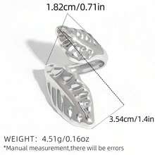 3pcs/1pc Stylish Design Stainless Steel Metal Leaf Leaves Open Ring Rust Proof Individualistic Fashion Jewelry Water Resistant Gift - Multicolor - View 8