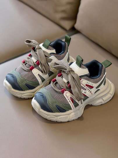 1 Pair Unisex Kids' Mesh Breathable Sports Shoes, Toddler Anti-Kick Walking Shoes, Fashion Casual Sneakers For Children, Teens, Suitable For Spring, Summer, Autumn