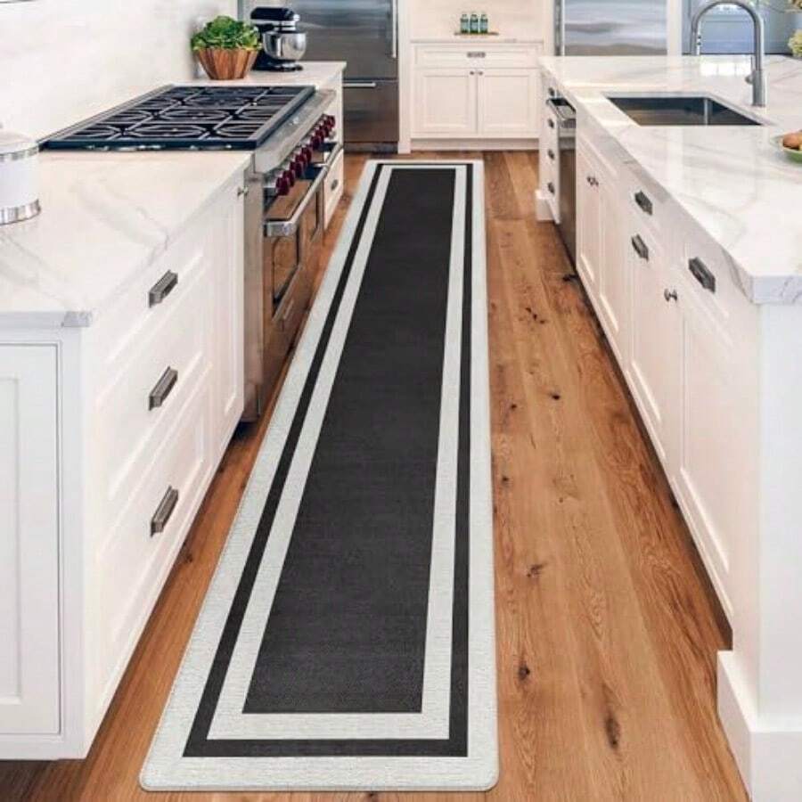 Kitchen Mats For Floor 17.3"X94.5" Kitchen Rugs Non Slip Washable Anti Fatigue Mat Kitchen Ergonomic Comfort Standing Mat Rug For Home Sink Floor Laundry Black - 17.3" X 94.5"+Black - View 1