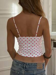 Women Y2k Polka Dots Print Cami Tank Tops V Neck Sleeveless Open Back Spaghetti Strap Camisole Tops Slim Fit Crop Vest Shirts Summer Cute Going Out Tops Daily Casual Streetwear - 紅色 - 查看 1