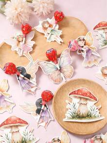 48pcs Flower Fairy Theme Lollipop Paper Jam, Flower Fairy Pattern Lollipop Paper Packaging Card Bag, Birthday Gifts Packaging Cards, Happy Birthday Gifts Bag, Packaging Gifts, Birthday Party Gifts, Baby Shower, Wedding,Gift Label Sticker Cards, Birthday Decor - Flower Fairy - View 3