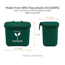 Gre1en Compost Bin Container For Hanging On Kitchen Trash Container - Qty1Compost - View 6