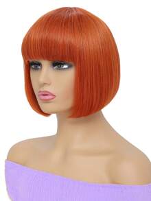 Short Straight Wig With Bangs, Synthetic Hair, Orange Color - S350 - View 3