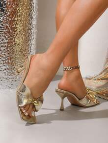 Women Heeled Sandals - Gold - View 2