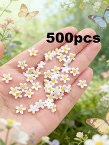 100/200/300/500/1000pcs Pack Cute Mini 0.75cm/0.29inch Flat Flower Resin Embellishments, For Jewelry Making - 100 Flowers - View 48