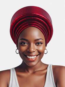 1件装女士金属印花多层海绵头巾，头套，适合日常佩戴，可作睡帽 - 多色 - 查看 13