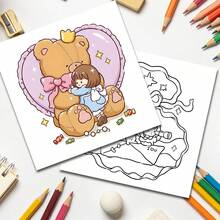 GDTME Sách tô màu 24 trang dễ thương và mộng mơ về cuộc sống thường nhật, ấm áp và quyến rũ, hoàn hảo để thư giãn. Các trang có thể xé ra để trang trí. Một món quà lý tưởng cho sinh nhật, tựu trường, Ngày Quốc tế Phụ nữ, văn phòng phẩm hoặc trang trí phòng, Kích thước: 7.9x7.9 inch. - Thời gian dịu dàng - Xem 2