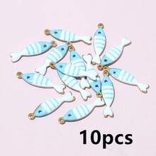 10-20个 18x5mm 不锈钢鱼形珐琅吊坠 不锈钢DIY首饰制作配件 - fish charms - 查看 23
