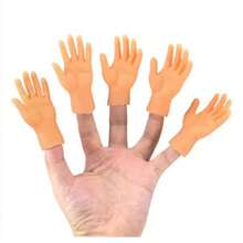 1pc Mini Flat Hand Shaped Realistic Rubber Finger Puppet, Small Doll Toy - Apricot - View 5