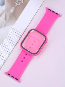 二合一运动硅胶表带和表壳套装，兼容 40mm、41mm、42mm、44mm、45mm、46mm 和 49mm 尺寸的 表带和表壳。柔软舒适的硅胶表带搭配铆钉表扣。防震防刮的硬质 PC 材料和钢化玻璃保护膜一体成型。兼容 Series Ultra/11/10/9/8/7/6/5/4/SE。男女通用智能手表表带和表壳套装。 - 芭比粉 - 查看 7