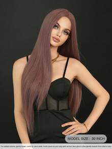 7JHH WIGS 超长直发灰紫色假发，30英寸，优雅蓬松，无刘海，中分，采用超柔软耐热合成纤维制成，美观的全机织假发，适合时尚女孩动漫或角色扮演装饰，以及音乐节、舞会、街头服饰等场合。 - 淺灰紫 - 查看 4