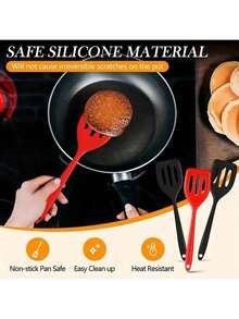 1pc Large Silicone Spatula; Non-Stick Kitchen Turner; Leak-Proof Durable; Extra Flexible; Pizza Fish Cooking; Long-Lasting Utensil; Kitchen Cooking Tool - Multicolor - View 8