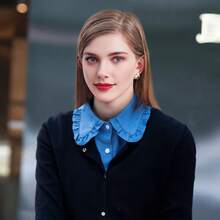 1 buah Kemeja Kasual Denim Wanita dengan Kerah yang Dapat Dilepas, Kerah Tegak, Kerah Berumbai, Aksesori Kemeja dengan Kerah yang Dapat Dilepas - Kerah palsu denim - View 6