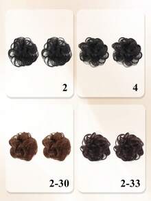 2件装合成发髻凌乱发圈弹性橡皮筋发片波浪卷发髻马尾辫接发片女士 - 彩色 - 查看 4