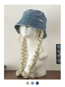 Washed Denim Bucket Hat For Women, Spring/Summer, Japanese Style Versatile, Small Face Flattering, Large Brim Sun Protection, Retro Washed Denim Blue Bucket Hat, High-End Feeling Sun Hat - Multicolor - View 14