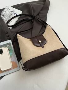 Large Capacity Commuter Tote Bag For Women, New Versatile Retro Fashion One Shoulder Crossbody 3-In-1 Casual Backpack - Khaki - View 3