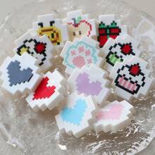 10pcs Mosaic Creative Pattern Plastic Decorative Buttons, Pixel Printed Heart Cake Cartoon Cute Sewing Buttons DIY Jewelry Accessories - Mosaic With Foot Buckle - View 3
