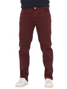 Men's Slim Fit Dress Pants With Welt Pocket And Lycra - 酒紅色 - 查看 1