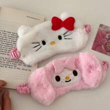 SANRIO 1 件装肉桂卷毛绒睡眠眼罩 - 可爱卡通设计，柔软遮光罩，适合各种浅棕色眼睛，兼具美观与实用性，蓬松舒适，生日礼物、情人节礼物、婚礼礼物、酒店礼物、节日派对礼物、旅行配件，失眠患者的理想之选 - 卡通 - 查看 4