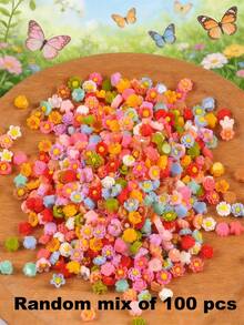 100/200/300/500/1000pcs Pack Cute Mini 0.75cm/0.29inch Flat Flower Resin Embellishments, For Jewelry Making - 100 Flowers - View 18