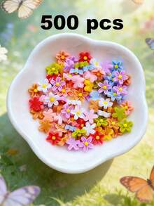100/200/300/500/1000pcs Pack Cute Mini 0.75cm/0.29inch Flat Flower Resin Embellishments, For Jewelry Making - 100 Flowers - View 20