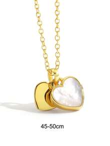 Charm-In قلادة قلب مزدوج مطلية بالذهب للنساء، مجوهرات تصميم بسيط رومانسي، مناسبة للارتداء اليومي، المواعدة، هدية للحبيبة، أفضل صديقة، الأم - الذهبي - مشاهدة 4