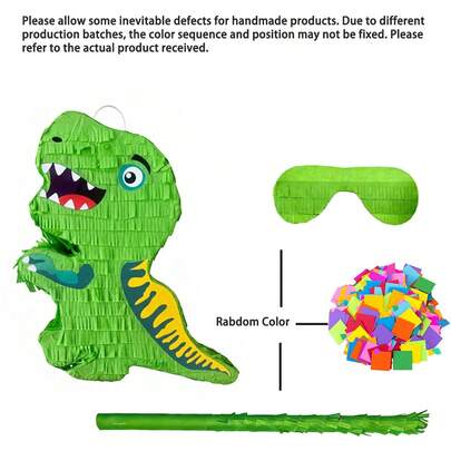4pcs/Set Tyrannosaurus Rex Piñata Cartoon Dinosaur Birthday Party Decorations, Includes Bat, Blindfold, Colorful Confetti, Suitable For Party Decor, Photo Props, Birthday, Halloween, Christmas, Anniversary