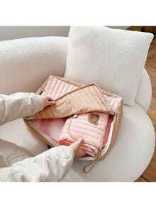 1pc New Ins Style Mama Bear Handbag, Large Capacity Maternity Bag, Lightweight Tote Bag, Baby Clothes Storage Bag - Multicolor - View 4