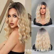 S码扎染波浪假发帽，时尚发饰，适合日常佩戴 - 駝色 - 查看 3