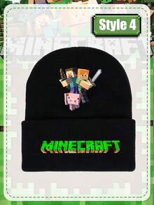 Minecraft Gorro de lana de  - unicolor simple, gorro cálido y acogedor, gorro de punto bordado, gorro para el frío en otoño e invierno, gorro de lana cálido con pequeño borde, bordado de letras para mostrar el rostro, versátil y cómodo gorro de punto con protección para las orejas. - Multicolor - Ver 15