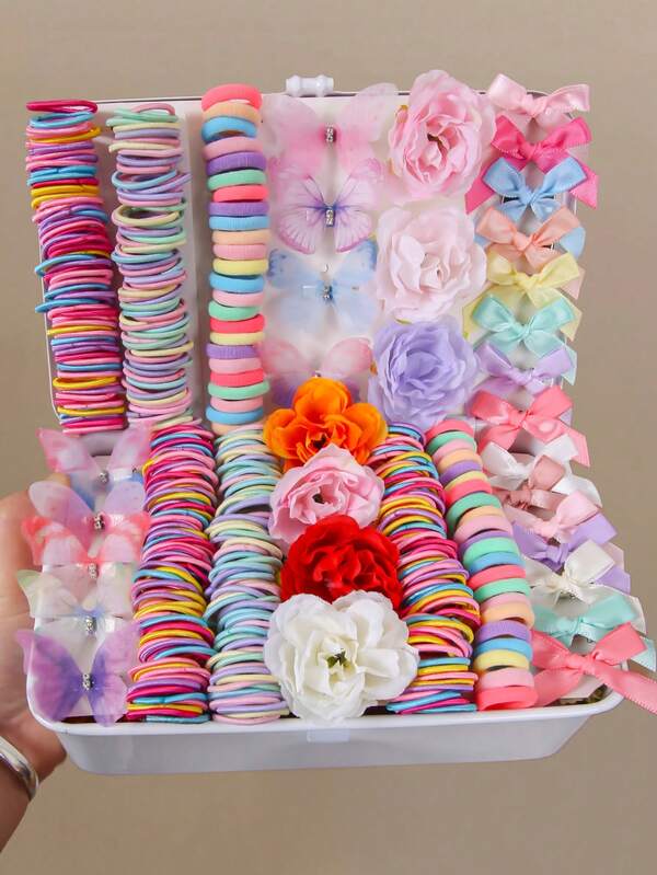 133 قطعة من مشابك الشعر المزينة بالزهور الاصطناعية والفراشات الشبكية للبنات، ربطات شعر أميرية بسيطة، أربطة شعر مرنة عالية بدون أضرار، إكسسوارات شعر متعددة الاستخدامات، مناسبة للاستخدام اليومي، هدية