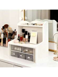 Desktop Wooden Display Rack - Desk Shelf Organizer Desktop Organizer Office Organizer Wooden Desktop Bookshelf Supplies Organizer, Removable And Non-Porous, Multi-Layer Storage Shelves To Make Full Use Of The Space, The Quality Desktop Bookshelf Supplies Organizer Can Be Integrated Into Any Place, Adding Beauty (S-M-L Optional) - Trắng/Nhỏ - Xem 1