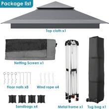 3.3x3.3 M Gazebo With 4 Mosquito Net Side Panels, One-Push Folding Gazebo, Waterproof And Stable, Double-Roof Party Tent With UV Protection 50+, Garden Gazebo With 4 Sandbags, For Patio/Market/Camping - C Gray - Xem 7