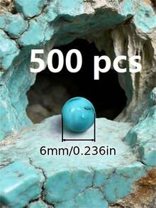 30/1000颗天然石珠，4-10毫米圆形绿松石宝石，散珠配弹力绳，可用于DIY手链和项链。 - 藍色 - 查看 24