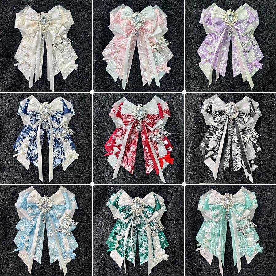 1个新款可爱装饰胸针发夹蝴蝶结，10种颜色可选，手工多层全息缎面蝴蝶结，DIY成品，适合动漫迷、御宅族、韩流应援棒、背包、包包装饰、卡通、动漫、游戏、角色扮演服装 - A - 查看 1