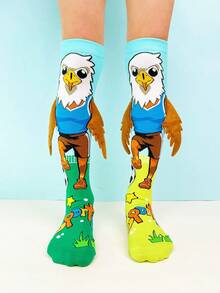 1双儿童过膝袜，趣味袜子，搞怪袜子，儿童袜，饰有可爱的灰色兔子图案和3D兔子耳朵装饰。适合所有季节，是节日、儿童派对、情人节、复活节、假期、户外活动和日常穿着的完美礼物。 - 淺藍色 - 查看 11