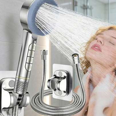 Bộ vòi sen cầm tay massage áp lực cao 4 chế độ, vòi sen đa chức năng tăng cường lọc nước với nút điều khiển, bao gồm ống mềm dài 59 inch và giá treo tường, 4 chế độ phun khác nhau, đầu bàn chải silicon massage có thể tháo rời, cấu trúc nhựa bền, dễ lắp đặt và vệ sinh, phong cách Bohemian, phù hợp cho nhà ở, khách sạn, căn hộ, ký túc xá, phòng tắm và nhà tắm RV, phụ kiện phòng tắm hiện đại, nâng cấp phòng tắm của bạn, mang đến trải nghiệm tắm thoải mái, món quà Giáng sinh lý tưởng và để cải tạo phòng tắm.