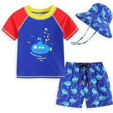 ¡RecomendadoFu3piesuit1 Juego de protección de Sarpullido bebés niños¡Top de Temporada - Submarino azul - Ver 9