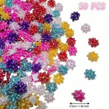 18/30/50/100pcs Mini Shiny Ribbon Bows, Suitable For Valentine's Day Birthday Wedding Bridal Party Gifts Packaging, 1.18"/1.38" Rainbow Gift Wrapping Bows For Holiday Party Craft Floral Gift Packaging Supplies, Glitter Star Flower Multicolor Small Metal Self-Adhesive Gift Ribbon Bows For Holiday Gift Boxes - Multicolor - View 35