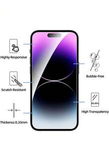 2片装屏幕保护膜，兼容 16 Pro Max、16、16 Pro、16 Plus、15 Pro Max、15、15 Pro、15 Plus、14 Pro Max、14 Pro、14、14 Plus、13 Pro Max、13、13 Pro、12、12 Pro、12 Pro Max、11、XS Max、XS、7/8/6 Plus，可搭配手机壳使用，防刮花，无气泡，清晰，耐用。 - 無色 - 查看 5