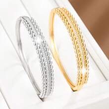 1pc Minimalist Geometric Sphere Design Artificial Zirconia Inlaid Women Bracelet - Multicolor - View 6