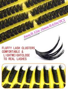 180/160pcs Cluster False Eyelashes Set, Includes Glue, Sealer, Tweezers, Lash Brush, Mixed Style Lash Book, Easy To Use, Travel Friendly, Soft & Natural Lash Extension Kit, Beginner Friendly, High Volume Fluffy Classic Lash Set, DIY At Home, Thick Fake Lashes For Professional, Daily, Wedding, Party, Costume Makeup - Multicolor - View 6