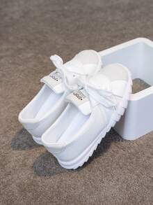 1 Paio di Sneaker Casual Unisex, Scarpe Casual Basse Morbide con Disegno Geometrico e Lacci, Disponibili in Bianco e Nero, Adatte per Escursioni all'Aperto, Uso Quotidiano e Feste in Casa, Scarpe per Bambini e Ragazzi, Suola Morbida in Gomma - Beige - Visualizzare 3
