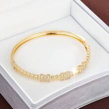 1pc Minimalist Geometric Spiral Design Zirconia Inlaid Women Bracelet - Multicolor - View 8