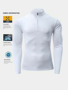 High Elastic Quick-Dry Breathable Lightweight Stand Collar Zipper Casual Tight Fit Sports Jacket, Suitable For Gym, Outdoor, Running White Spring - White - View 7
