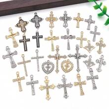 10/30颗时尚水钻吊坠，雪花、星星、月亮、太阳、十字架、海洋生物、贝壳造型，镀金材质，适用于DIY手工珠宝制作，如项链、手链、耳环等。 - 彩色 - 查看 5